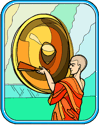 Monk Ringing Gong